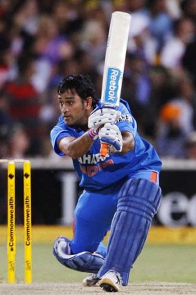 Pitched up ... M.S. Dhoni.
