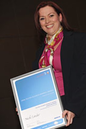 Nicole Lander with her Business Innovation Award.