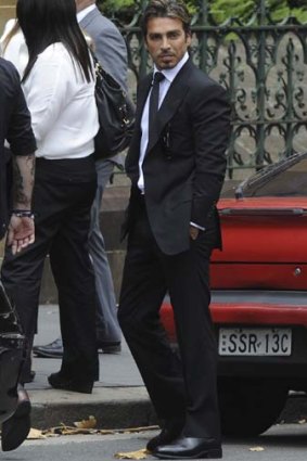 Kings Cross identity John Ibrahim attends the funeral of publican James Miller at St Mary's Cathedral.