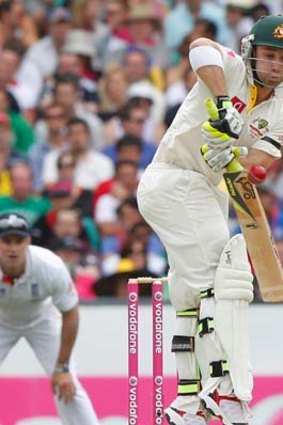On the defensive: England's bowlers have had Phil Hughes on the hop.
