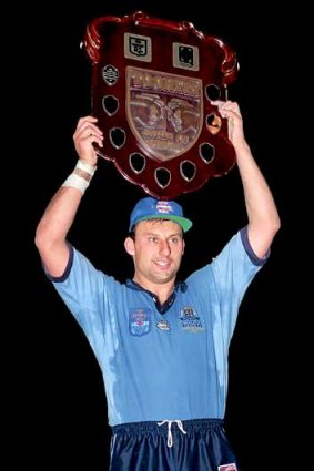 Glory days: Laurie Daley holds aloft the State of Origin trophy in 1994.