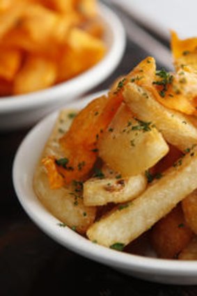 Potato chips and sweet potato curls from Hooked on Chapel Street.