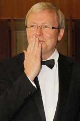 Kevin Rudd seals his lips on fashion advice at the Mid Winter Ball.