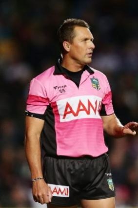 Whistle blowers under pressure: Referee Shayne Hayne referees during the match between the Sea Eagles and Wests Tigers at Brookvale Oval on Friday night.