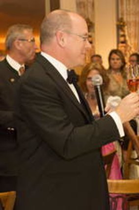 Royal assent ... Prince Albert of Monaco toasts Ducasse.