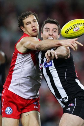 Darren Jolly, right, pictured competing with Sydney's Shane Mumford, hasn't recovered sufficently from last week's clash.