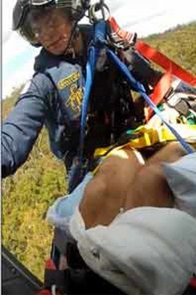 Injured man winched to safety by Careflight chopper