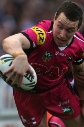 Making his mark: Dave Simmons of the Panthers scored two tries for the Panthers.