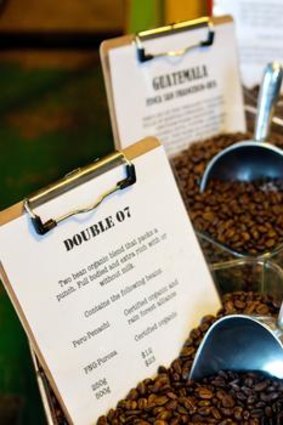 A selection of fresh roasted coffee beans from Double Roasters.