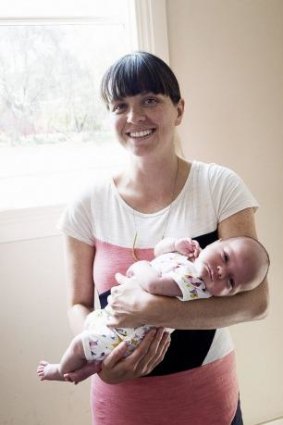 Ellen Kwek with baby Zoe at home in Carlton North.