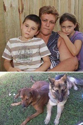 Tania Bell with her grandchildren Adam and Ammy, pet dog Tara, bottom right.