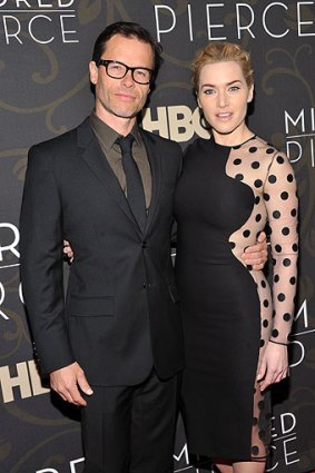 Guy Pearce with his Mildred Pierce co-star Kate Winslet.