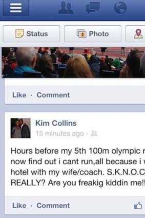 Aggrieved .... the post on Facebook from Kim Collins.