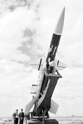 A Bloodhound missile at Woomera Range.