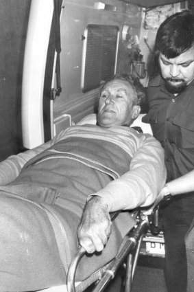 Lost weeks ... Malcolm Fraser is taken to hospital with a back injury in 1982, interrupting election planning.