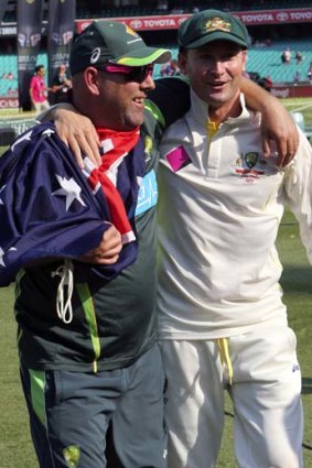 "It's disappointing, a three-day Test match": Coach Darren Lehmann with Australian captain Michael Clarke.