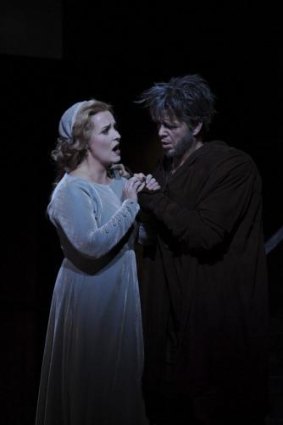 Emma Matthews and Giorgio Caoduro in Rigoletto, a triumph for Opera Australia in the Joan Sutherland Theatre.