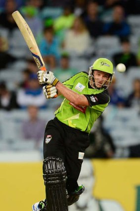 Shining light: despite his spirited knock, the Thunder's Mike Hussey couldn't drag his side across the line.