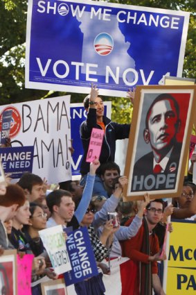 Barack  Obama has the numbers on  campuses, as  this Washington University rally shows.