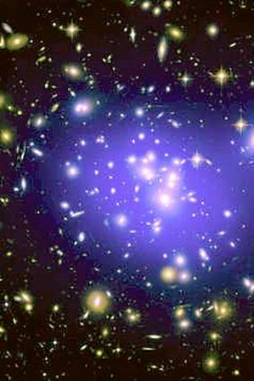 Dark matter in a galaxy cluster.