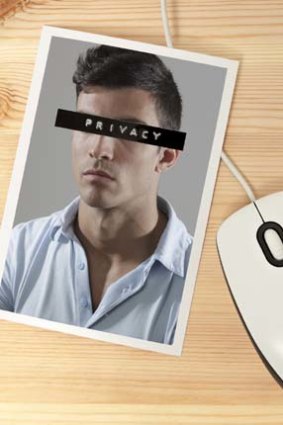 Young man with his eyes covered by a label. Privacy written on the label. Privacy on-line concepts. Privacy on-line - Stock Image iStock Photo File #23250958