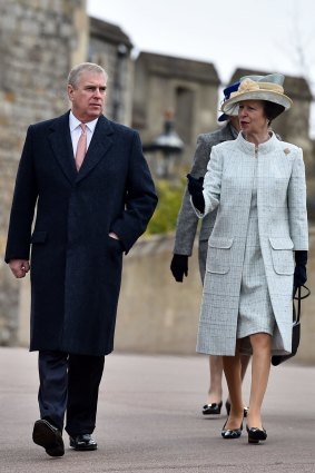 Prince Andrew and Princess Anne at  the Easter Sunday service at St George's Chapel.