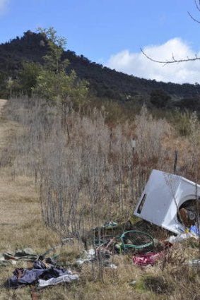 More of the dumped junk found by rock climbers.