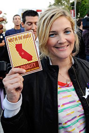 Actress Drew Barrymore joins a protest against the ruling.