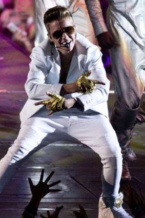 Singer Justin Bieber performs at the O2 Arena in east London.