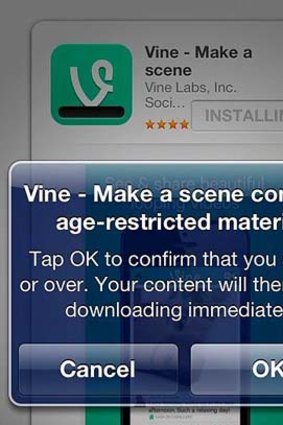 The warning now present on the Vine app.