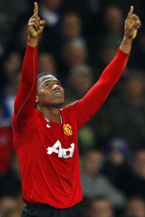Rover and out &#8230; Antonio Valencia celebrates opening the scoring against against Blackburn on Monday.