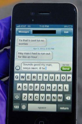 This photo provided by the Greeley Police shows the text message University of Northern Colorado student Alexander Heit was typing when his car ran off the road.