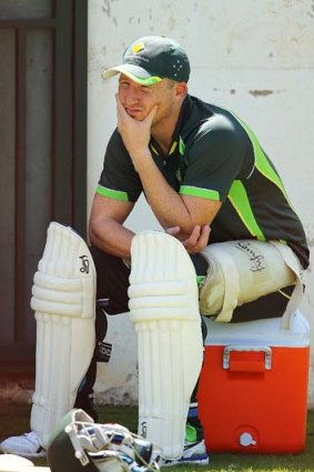 Brad Haddin waits for his turn in the nets at Centurion Park.