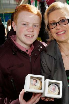 Fan base … Harrison Craig’s brother Connor and mother Janine Cochrane.