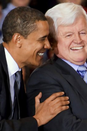 Barack Obama with Ted Kennedy in 2008.