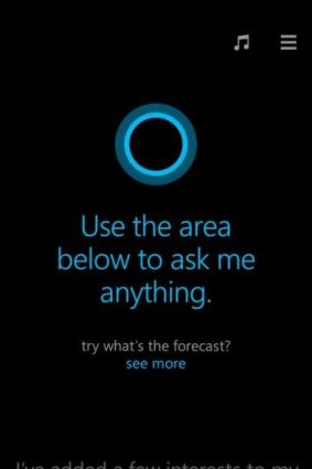 A screenshot of Cortana in action.