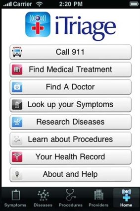 A screenshot of the iTriage app.