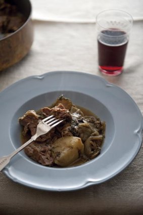 Sicilian-style braised lamb shoulder with wild fennel and potato.