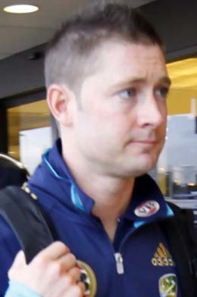 Heading to New Zealand ... Michael Clarke at Sydney Airport this morning.