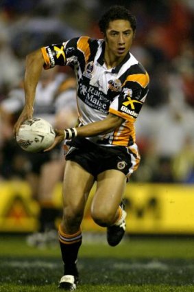 Back in the day: Benji Marshall in action for the Wests Tigers in 2003.