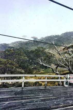Winter is almost here: Snow falling at the Thredbo on April 30.