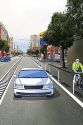 An artist's impression of the proposed bike lanes.