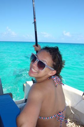 Fishing in a lagoon at Motu Teta, French Polynesia.