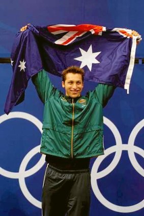 At the peak of his powers: Ian Thorpe celebrates victory in the 400-metre freestyle at the Sydney Olympics.