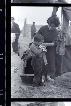 A woman and child in a Spanish Civil War refugee camp in France.