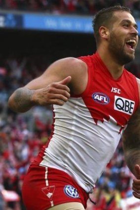 Day to remember: Lance Franklin of the Swans.