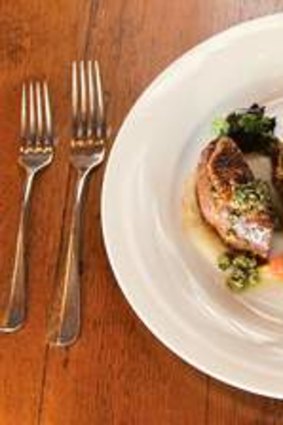 Healthy servings: Milk-fed veal with pistachio and porcini crust.