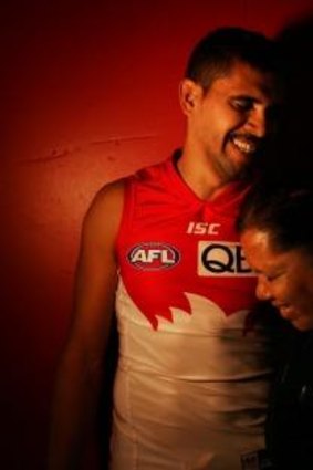 Lewis Jetta with his mother Francis in Sydney on Friday.