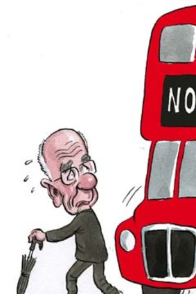 Under that bus ... Rupert Murdoch has assigned a successor. <em>Illustration: John Shakespeare</em>