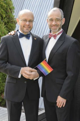 Michael Barnett (left) and Gregory Storer on their wedding day.